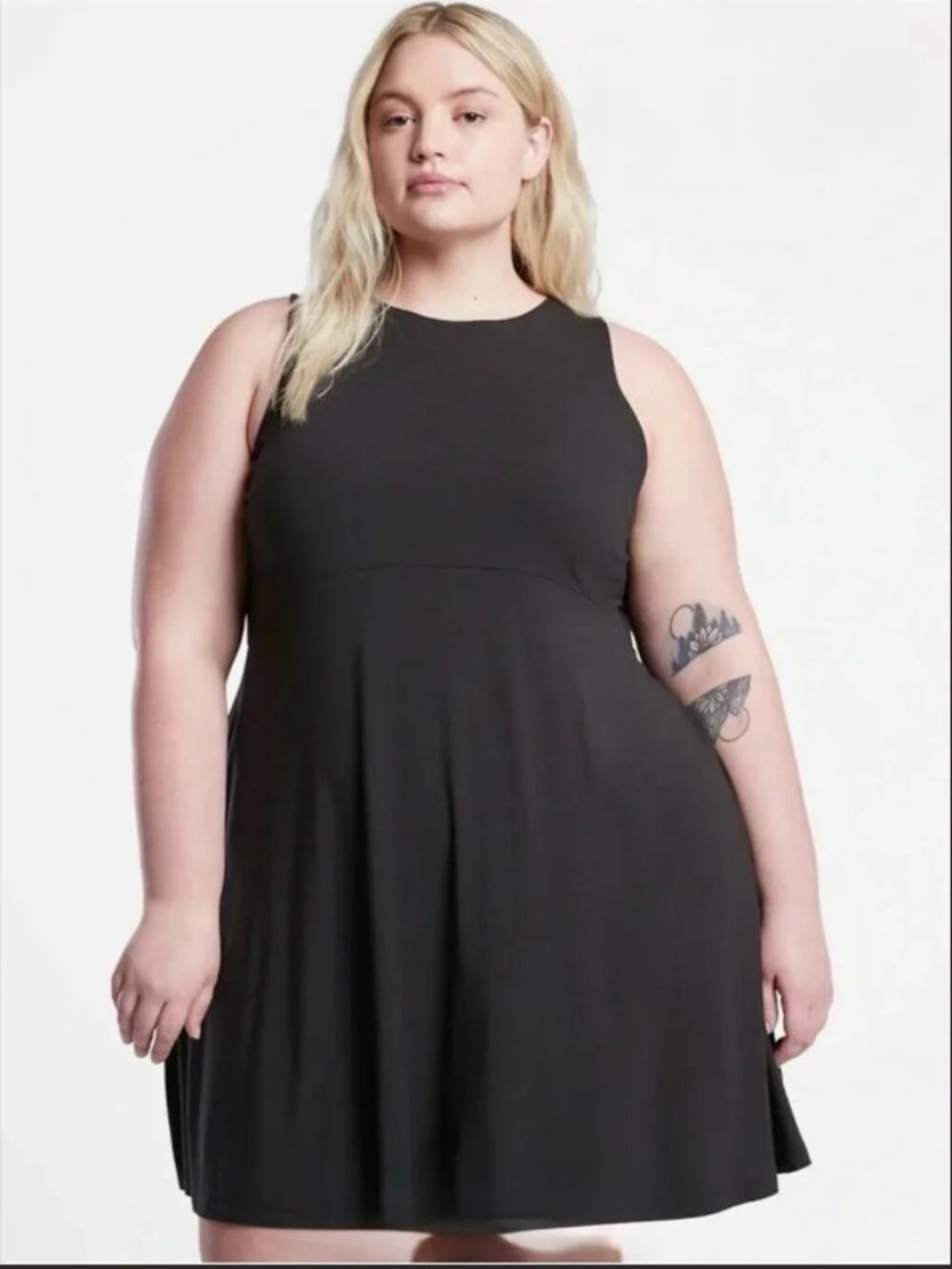 Athleta Santorini Thera Dress 1X Black TENCEL Mini Travel Dress
